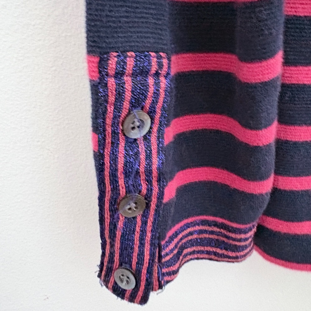 J. Crew Navy and Hot Pink Striped V-Neck Cardigan - Picture 4 of 5